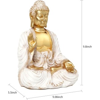 Buddha Statue Gold 9.8",Buddha Statues for Zen Decor Spiritual Relaxation,Meditation or Shrine- Decor -Buda– Indoor Buddha Gift for Living Room Table Office Home Decor