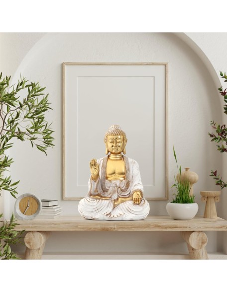 Buddha Statue Gold 9.8",Buddha Statues for Zen Decor Spiritual Relaxation,Meditation or Shrine- Decor -Buda– Indoor Buddha Gift for Living Room Table Office Home Decor