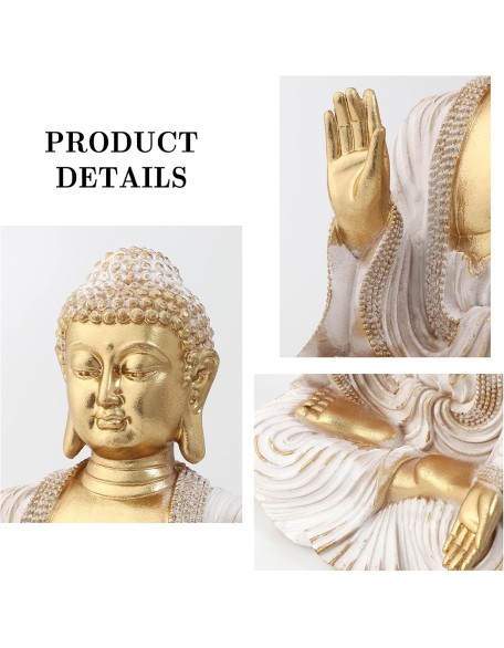 Buddha Statue Gold 9.8",Buddha Statues for Zen Decor Spiritual Relaxation,Meditation or Shrine- Decor -Buda– Indoor Buddha Gift for Living Room Table Office Home Decor