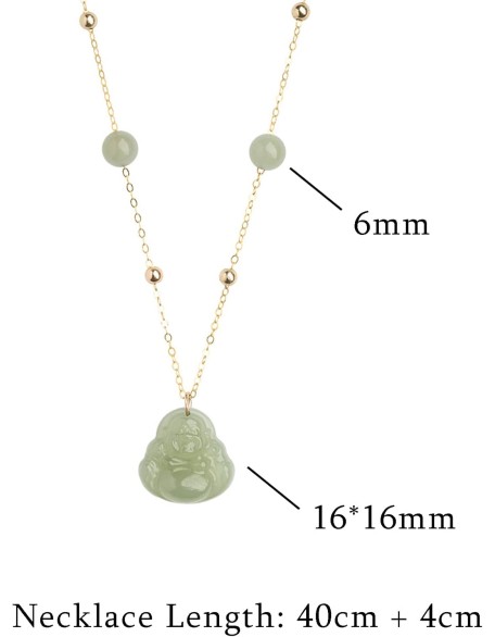 Pendant Necklace, Feng Shui Necklace Hetian Nephrite Jade Necklace Laughing Buddha Charm Pendant Necklace Natural Stone Dainty Choker Necklace Good Luck Amulet Vacation Jewelry for Women Girls,Green