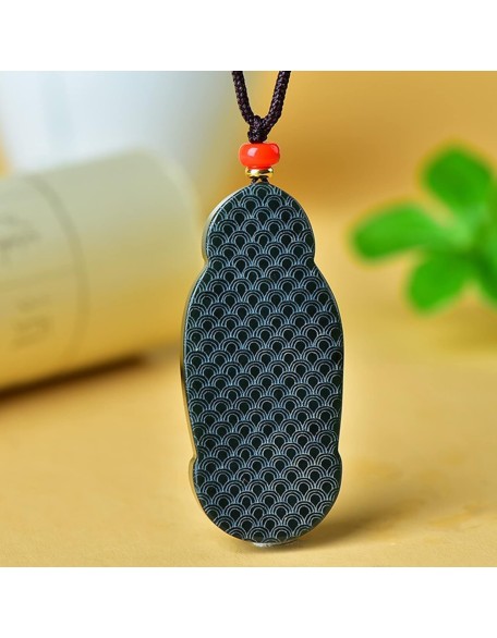 Pendant Necklace, Feng Shui Jade Necklace Guanyin Charm Pendant Necklace Natural Jade Necklace Buddha Amulet Jewelry for Men Women Talisman Stone Jade Green Long Necklace Attract Wealth Good Fortune