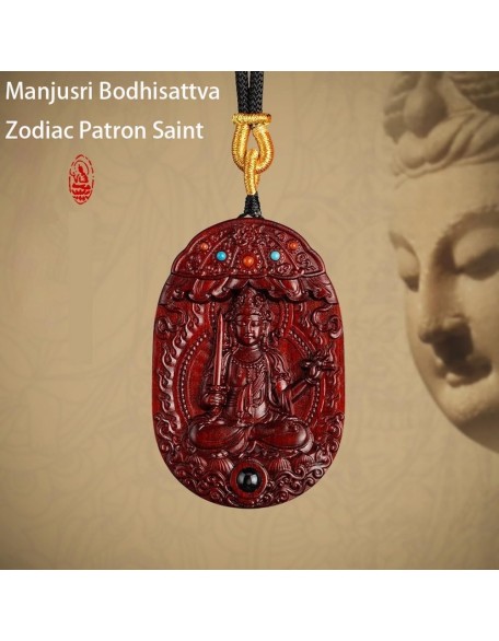 Rosewood Buddha Amulet Pendant Necklace,Tibetan Buddhist Jewelry,Feng Shui Wealth Good Luck Protection,Religion Gifts,Ward Off Evil Necklace Talisman,Handmade Wood Carving