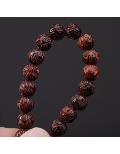 Unisex Natural African Blood Red Sandalwood Prayer Beads Tibetan Buddhism Mala Bracelet Necklace