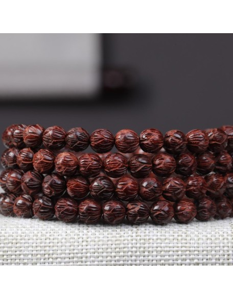 Unisex Natural African Blood Red Sandalwood Prayer Beads Tibetan Buddhism Mala Bracelet Necklace