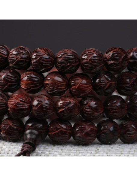 Unisex Natural African Blood Red Sandalwood Prayer Beads Tibetan Buddhism Mala Bracelet Necklace