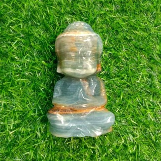 Crystal Statue Natural Crystal Carved Blue Agate Buddha Carved Sculpture Home Decor Gift