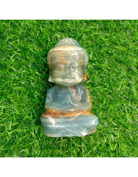 Crystal Statue Natural Crystal Carved Blue Agate Buddha Carved Sculpture Home Decor Gift