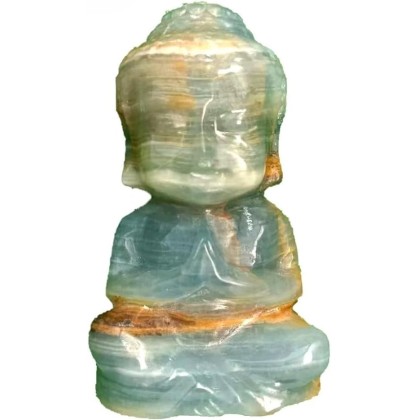 Crystal Statue Natural Crystal Carved Blue Agate Buddha Carved Sculpture Home Decor Gift