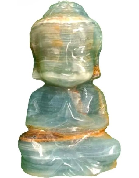 Crystal Statue Natural Crystal Carved Blue Agate Buddha Carved Sculpture Home Decor Gift