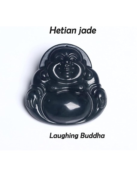 jade pendant necklace，men's jade pendant， Feng Shui Necklace Natural Gemstone Hetian Jade Necklace Pendant Laughing Buddha Pendant Charm Lucky Charm for Women Men Amulet Jewelry for Protection Crystal