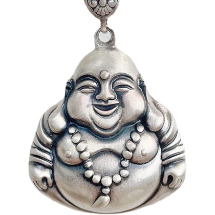 Necklace，Necklace Laughing Buddha Pendant Necklace Silver Buddha Necklace for Women Men Long Chain Necklace Feng Shui Wealth Necklace Amulet for Money Good,Large