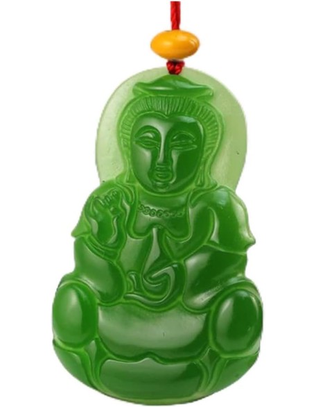 Dark green Jade GuanYin Buddha Pendant Necklace for Men Women Genuine Grade A Ice Emerald Jadite Necklaces