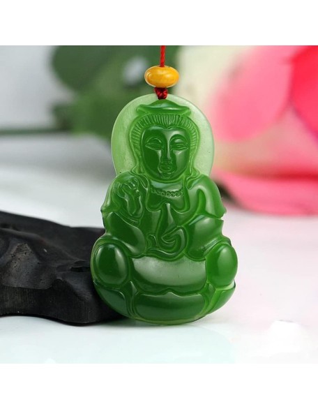 Dark green Jade GuanYin Buddha Pendant Necklace for Men Women Genuine Grade A Ice Emerald Jadite Necklaces