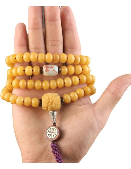 Mala Bead,Buddhist Rosary, Tibetan Buddhist Prayer Beads 108 Weathered Bodhi Root Beaded Bracelet Necklace Buddha Rosary Beads for Men Women Prayer Meditation