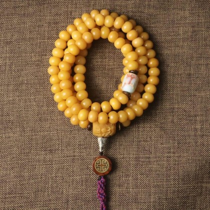 Mala Bead,Buddhist Rosary, Tibetan Buddhist Prayer Beads 108 Weathered Bodhi Root Beaded Bracelet Necklace Buddha Rosary Beads for Men Women Prayer Meditation