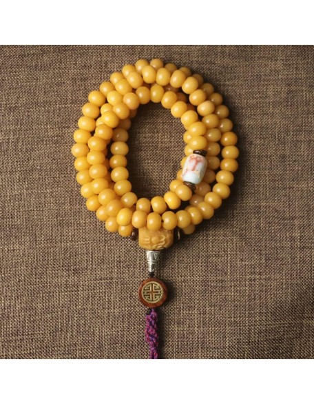 Mala Bead,Buddhist Rosary, Tibetan Buddhist Prayer Beads 108 Weathered Bodhi Root Beaded Bracelet Necklace Buddha Rosary Beads for Men Women Prayer Meditation