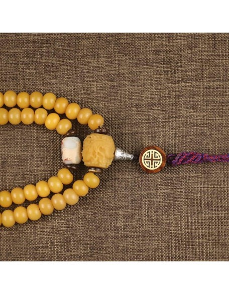 Mala Bead,Buddhist Rosary, Tibetan Buddhist Prayer Beads 108 Weathered Bodhi Root Beaded Bracelet Necklace Buddha Rosary Beads for Men Women Prayer Meditation