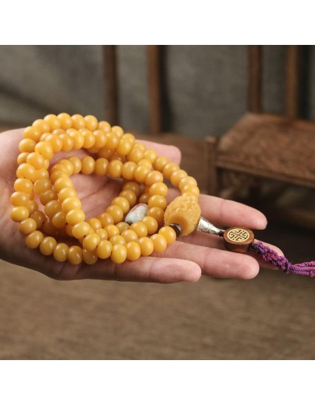 Mala Bead,Buddhist Rosary, Tibetan Buddhist Prayer Beads 108 Weathered Bodhi Root Beaded Bracelet Necklace Buddha Rosary Beads for Men Women Prayer Meditation