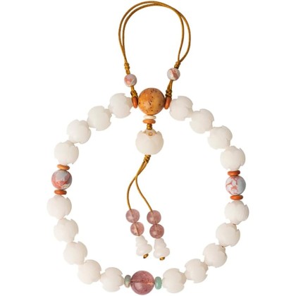 Mala Bead,Buddhist Rosary, Tibetan Buddhist Prayer Beads White Jade Bodhi Lotus Hand String Bodhi Buddha Beads Rosary Beads for Men And Women with A Single Ring Bracelet (Color : Jade)