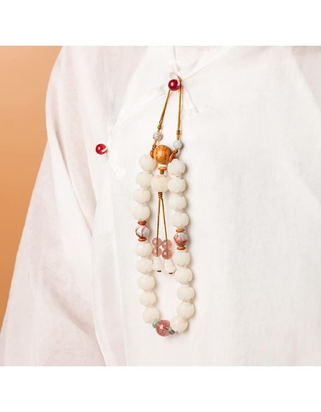 Mala Bead,Buddhist Rosary, Tibetan Buddhist Prayer Beads White Jade Bodhi Lotus Hand String Bodhi Buddha Beads Rosary Beads for Men And Women with A Single Ring Bracelet (Color : Jade)