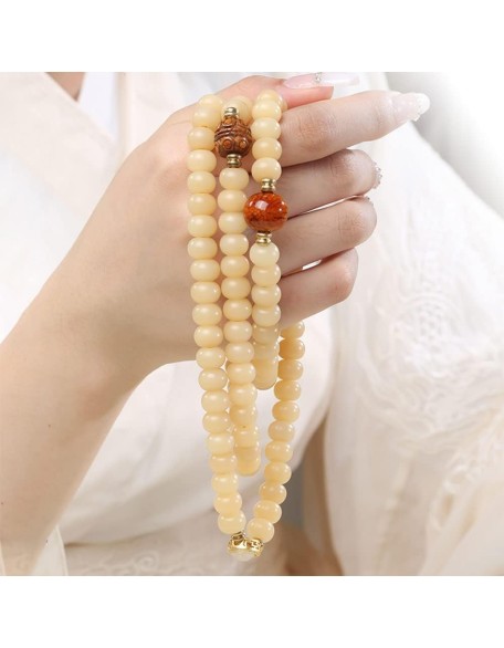 Mala Bead,Buddhist Rosary, Tibetan Buddhist Prayer Beads 108 Natural Weathered Bodhi Beaded Bracelet Necklace Exquisite Buddha Prayer Beads for Prayer Meditation Yoga Unisex