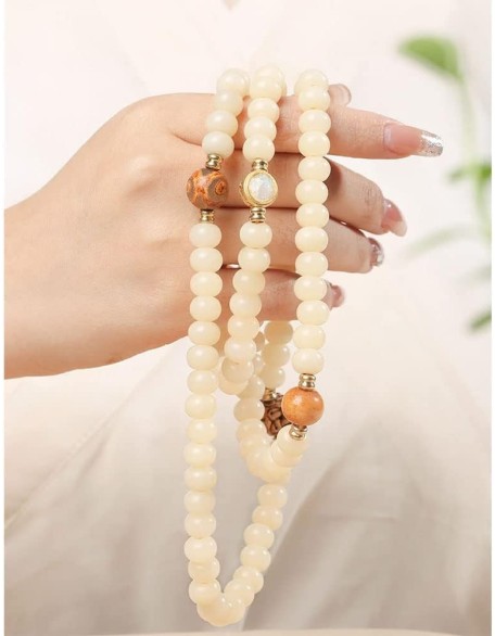 Mala Bead,Buddhist Rosary, Tibetan Buddhist Prayer Beads 108 Natural Weathered Bodhi Beaded Bracelet Necklace Exquisite Buddha Prayer Beads for Prayer Meditation Yoga Unisex