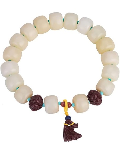 Mala Bead,Buddhist Rosary, Tibetan Buddhist Prayer Beads White Jade Bodhi Root Hand String Bodhi Buddha Beads Rosary Beads for Men And Women with A Single Ring Bracelet