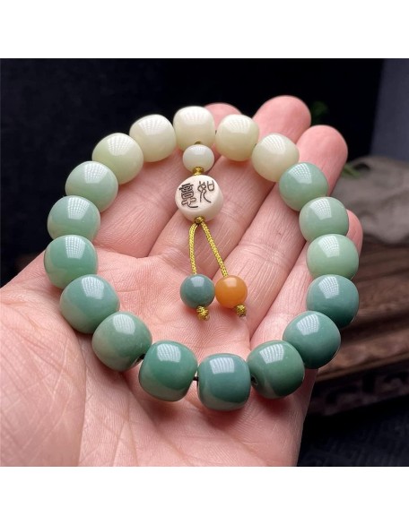 Mala Bead,Buddhist Rosary, Tibetan Buddhist Prayer Beads Green Bodhi Root Single Circle Bracelets, Buddha Beads, Can Bring Good Luck, Wealth And Health, Suitable for Men And Women