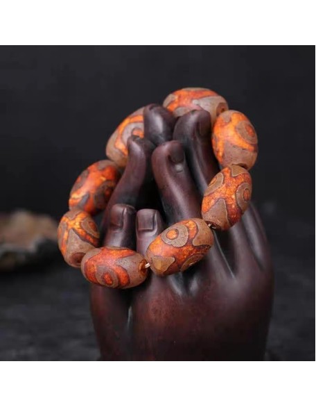 bracelet, Buddhist Rosary,Rosary Beads,Dzi Beads Bracelet,Tibetan Mala Prayer Buddha feng Shui Buddhist Meditation Amulet Three Eyes Dzi Bead Bracelet Women Men Good Luck Gift