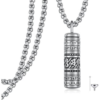 Tibetan Buddhism Meditation Urn Necklace for Ashes 925 Sterling Silver Buddha Ashes Necklace Buddhist Pendant Cremation Memory Jewelry for Men Women