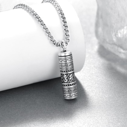 Tibetan Buddhism Meditation Urn Necklace for Ashes 925 Sterling Silver Buddha Ashes Necklace Buddhist Pendant Cremation Memory Jewelry for Men Women