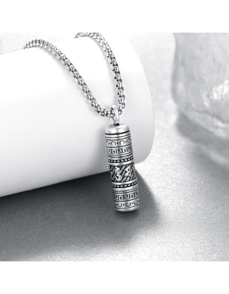 Tibetan Buddhism Meditation Urn Necklace for Ashes 925 Sterling Silver Buddha Ashes Necklace Buddhist Pendant Cremation Memory Jewelry for Men Women