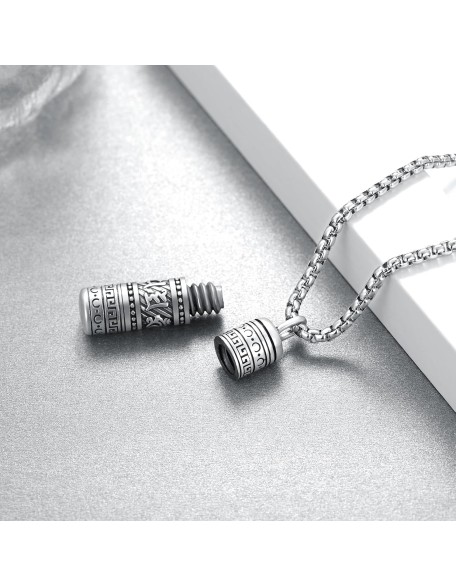 Tibetan Buddhism Meditation Urn Necklace for Ashes 925 Sterling Silver Buddha Ashes Necklace Buddhist Pendant Cremation Memory Jewelry for Men Women