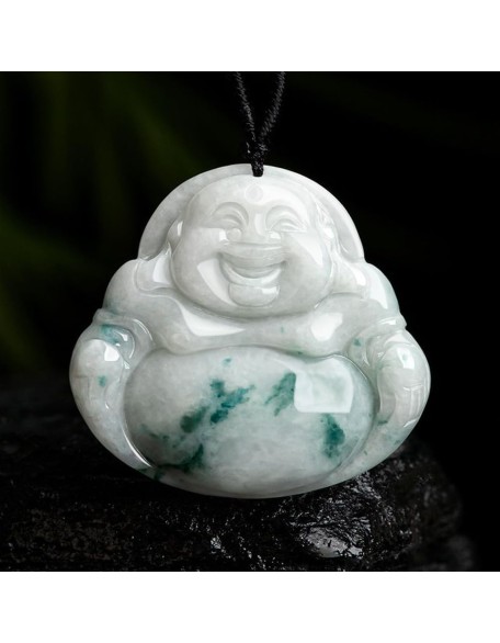 Natural A-goods Jadeite Big-bellied Maitreya Buddha Pendant Necklace (with lanyard) for Women Yoga Genuine Jade