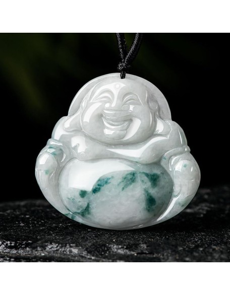 Natural A-goods Jadeite Big-bellied Maitreya Buddha Pendant Necklace (with lanyard) for Women Yoga Genuine Jade