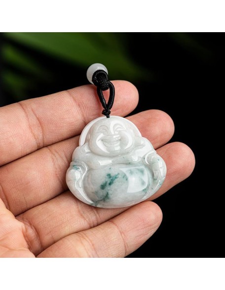 Natural A-goods Jadeite Big-bellied Maitreya Buddha Pendant Necklace (with lanyard) for Women Yoga Genuine Jade