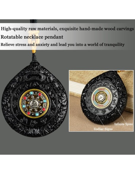 Meditation Buddha Necklace for Men Women, Ebony Wood Tibetan Buddhist Bodhisattva Amulet Pendant, Handmade Wood Carving Necklace, Spiritual Gift, Gifts for Buddhist