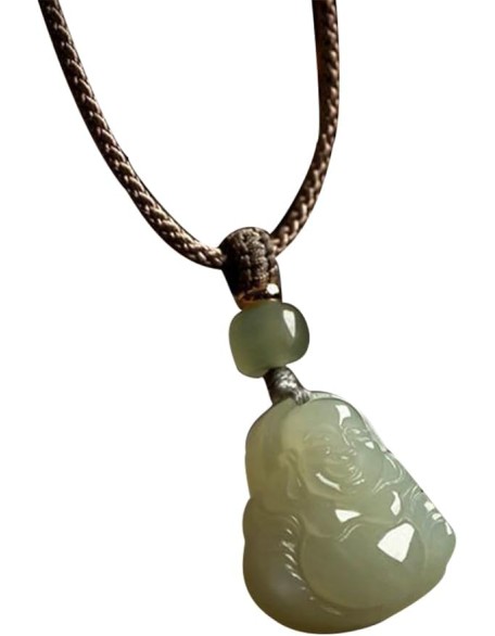 Natural Hetian Jade Maitreya Buddha Pendant Necklace (with lanyard) for Women Yoga Genuine