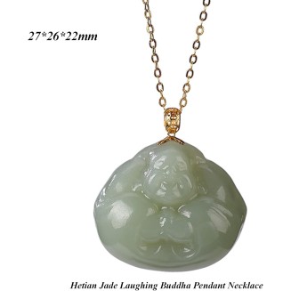 Feng Shui Pendant,Feng Shui Green Hetian Jade Laughing Buddha Wealth Pendant Necklace Chakra Crystal Amulet Lucky Wealth Ward Off Evil Spirits Sweater Chain Attract Wealth Men Women Pendant necklace