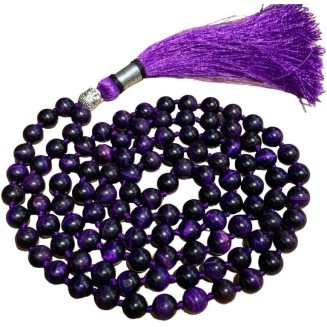  Purple Tiger Eye 108 Mala Necklace| Mala|108 Prayer Beaded Mala Necklace| Hand knotted Mala Bracelet | Japa Mala| 8mm Round Beads| Meditation Tassel