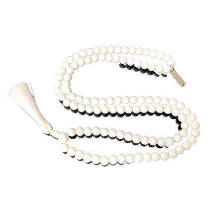 White Jade Mala Necklace (8mm Beads) - Peace, Harmony, and Healing for All Zodiac Signs