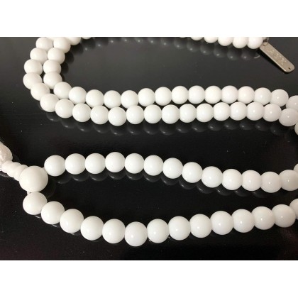 White Jade Mala Necklace (8mm Beads) - Peace, Harmony, and Healing for All Zodiac Signs