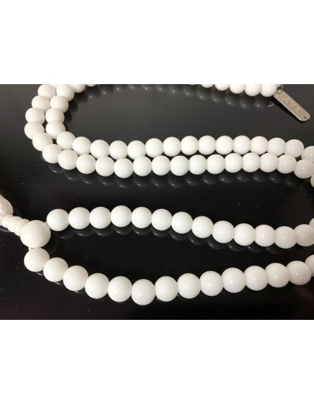 White Jade Mala Necklace (8mm Beads) - Peace, Harmony, and Healing for All Zodiac Signs