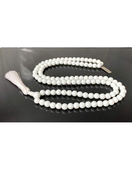 White Jade Mala Necklace (8mm Beads) - Peace, Harmony, and Healing for All Zodiac Signs