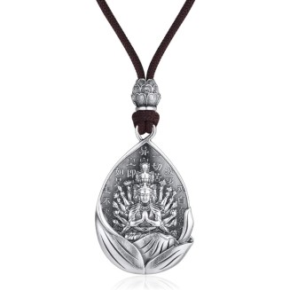 Amulet Buddha Necklace 999 Sterling Silver Bodhisattva Lucky Pendant Peaceful Health Jewellery For Holidays Home Blessings Gifts Bring Luck