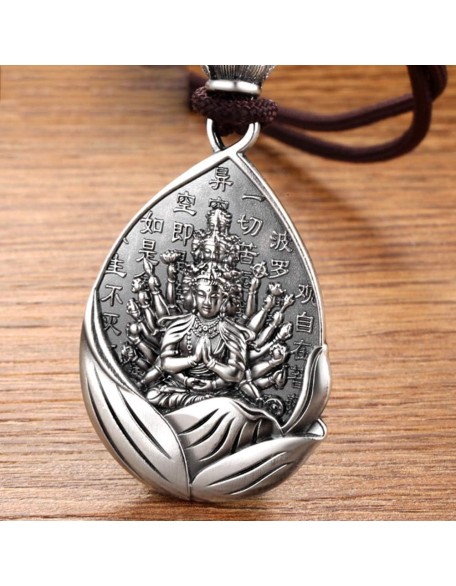 Amulet Buddha Necklace 999 Sterling Silver Bodhisattva Lucky Pendant Peaceful Health Jewellery For Holidays Home Blessings Gifts Bring Luck