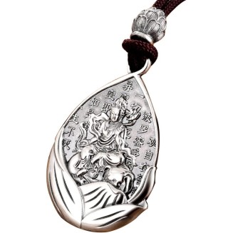 Amulet Buddha Necklace 999 Sterling Silver Buddhist Lucky Pendant Suitable For Holidays Home Gifts Prevent Allergy