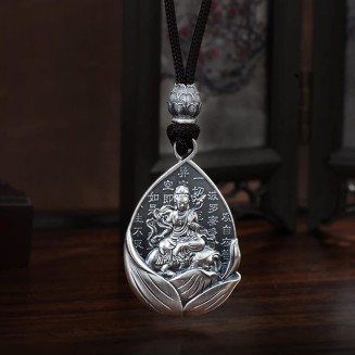 Amulet Buddha Necklace 999 Sterling Silver Buddhist Lucky Pendant Suitable For Holidays Home Gifts Prevent Allergy