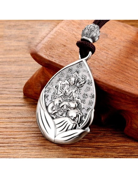 Amulet Buddha Necklace 999 Sterling Silver Buddhist Lucky Pendant Suitable For Holidays Home Gifts Prevent Allergy