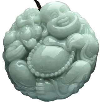 Jade Necklaces for Women Men, Big Belly Maitreya Buddha Pendant, Laughing Buddha Jade Pendant